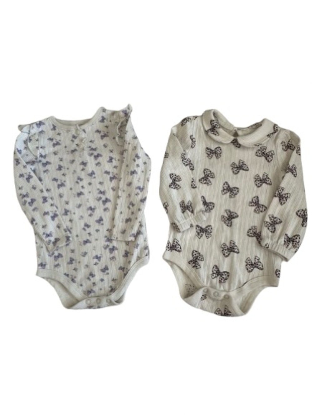 Garanimals Bundle of 2 Baby Girl 18-24M Cream Ribbed Bodysuit with Subtle Prints